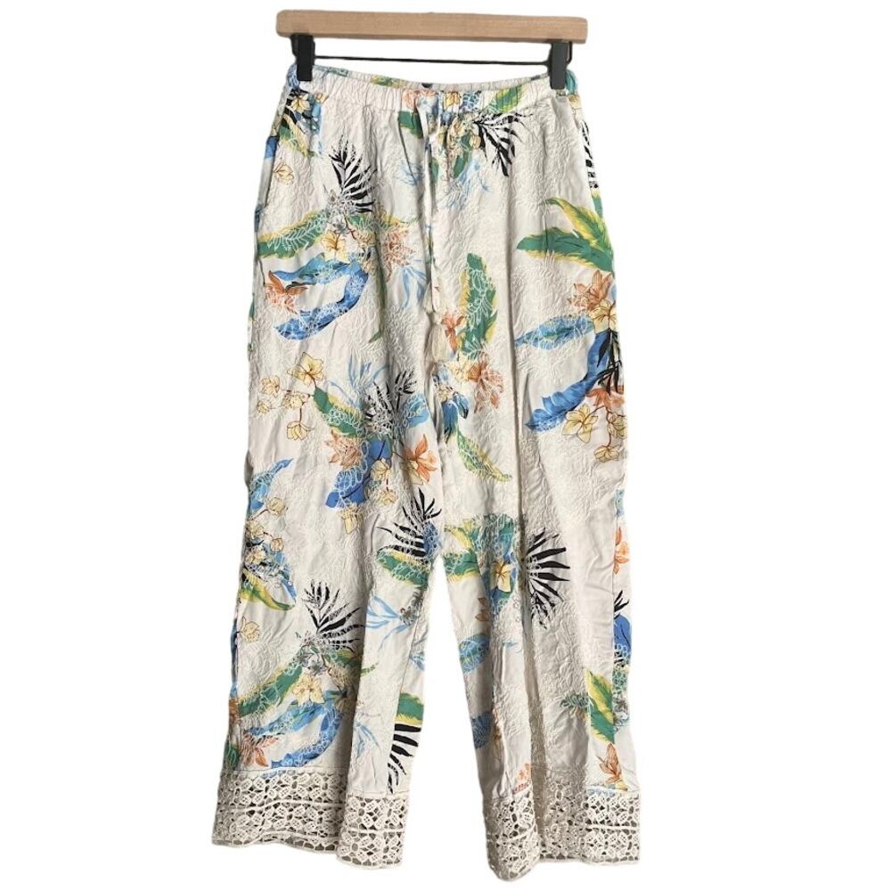 Spiaggia Dolce Womens Floral Lace Embroidered Drawstring Pants Small‎